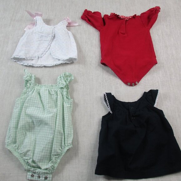 Baby Girl Clothes Lot 4pc Romper Dress Bodysuit Outfits Size 0-3M Mixed Colors - Picture 2 of 10